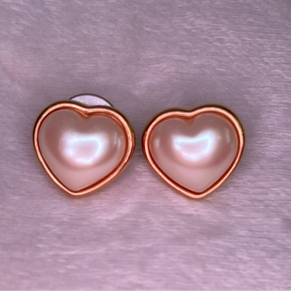 Monet Faux Pearl Heart Shaped Earrings - Picture 3 of 4